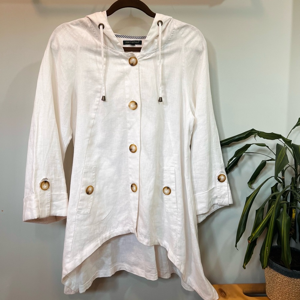 For Cynthia Pearl White Hooded Cover-Up